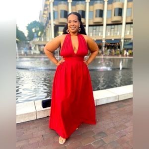 Burnt Orange Halter Maxi Dress - Size L